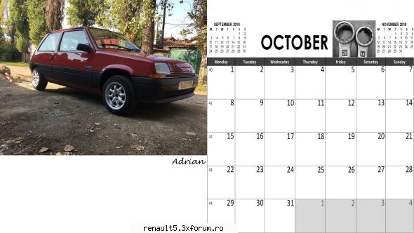 octombrie calendar renault 5 si super 5
