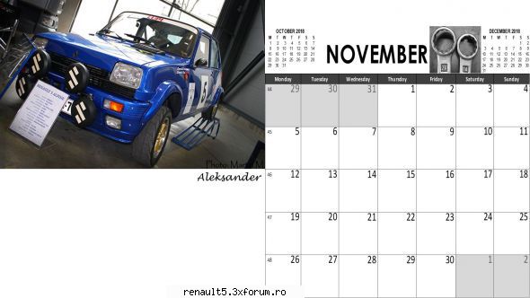 noiembrie calendar renault 5 si super 5